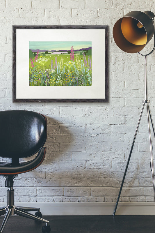 Galloway Glory Art Print: Scottish Landscape with Wildflowers
