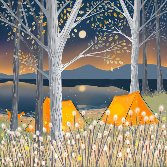 Wild Camping Art Print, Scottish Loch, Outdoor Adventure