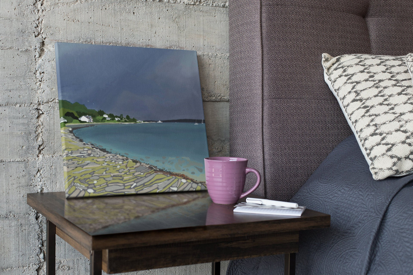 Lochranza, Isle of Arran, Canvas from original Scottish Landscape art by Caroline Smith. Canvas feauring a view of Lochranza bay