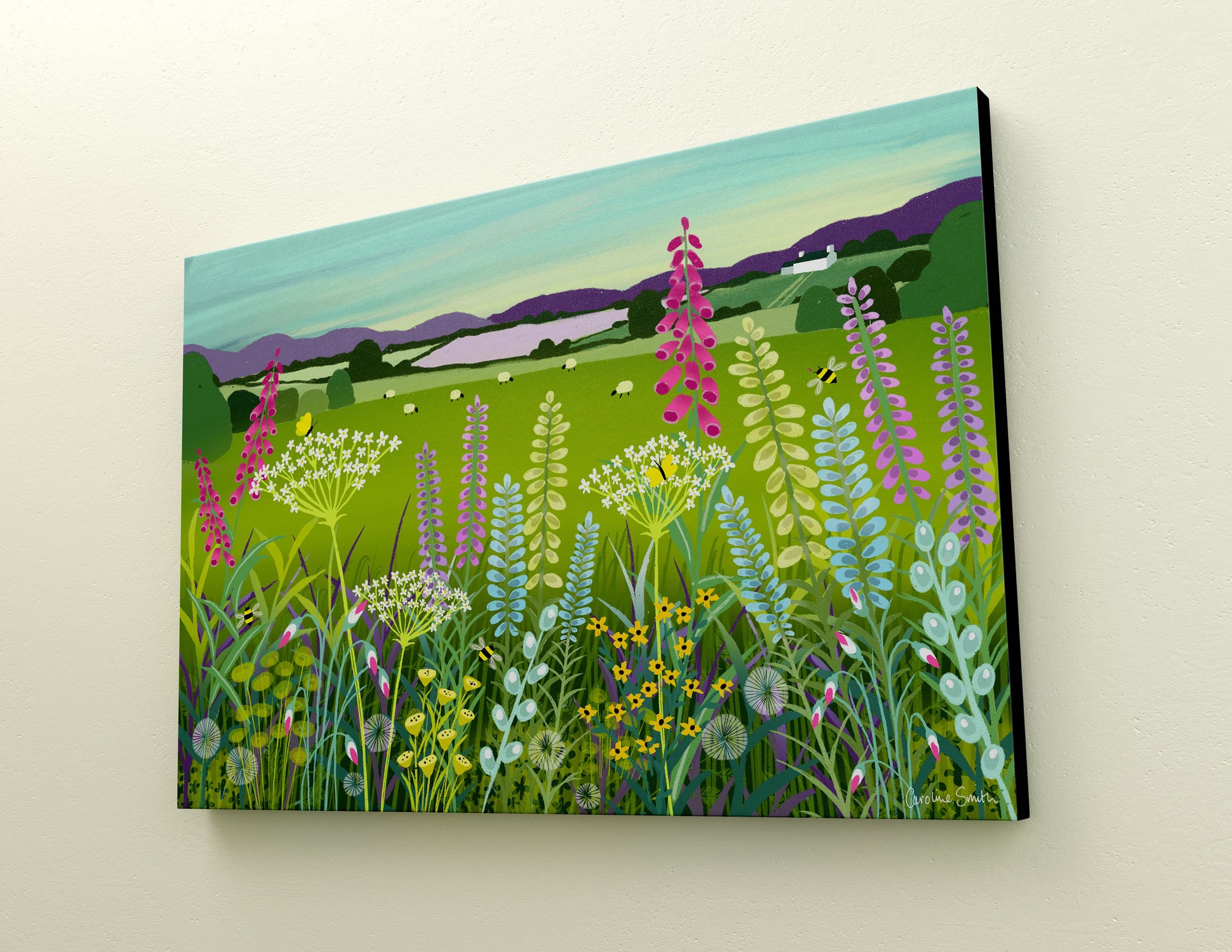 Canvas print of Galloway Glory - various sizes. Colourful art wall canvas of field and wild flowers. Wall Art, Home decor, Home Office Art.