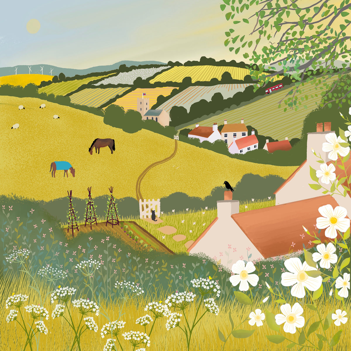 Country Cottage Art Print: Summer Grazing, Rural England