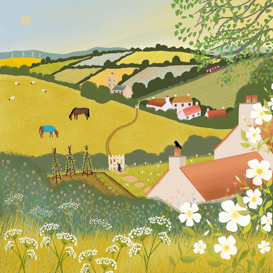 Country Cottage Art Print: Summer Grazing, Rural England