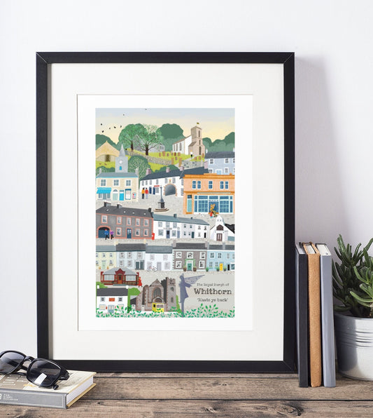 Whithorn Poster, South West Scotland, Scottish Illustrated Landscape, Wall Art, Quality Giclee Art Print signed by the Artist