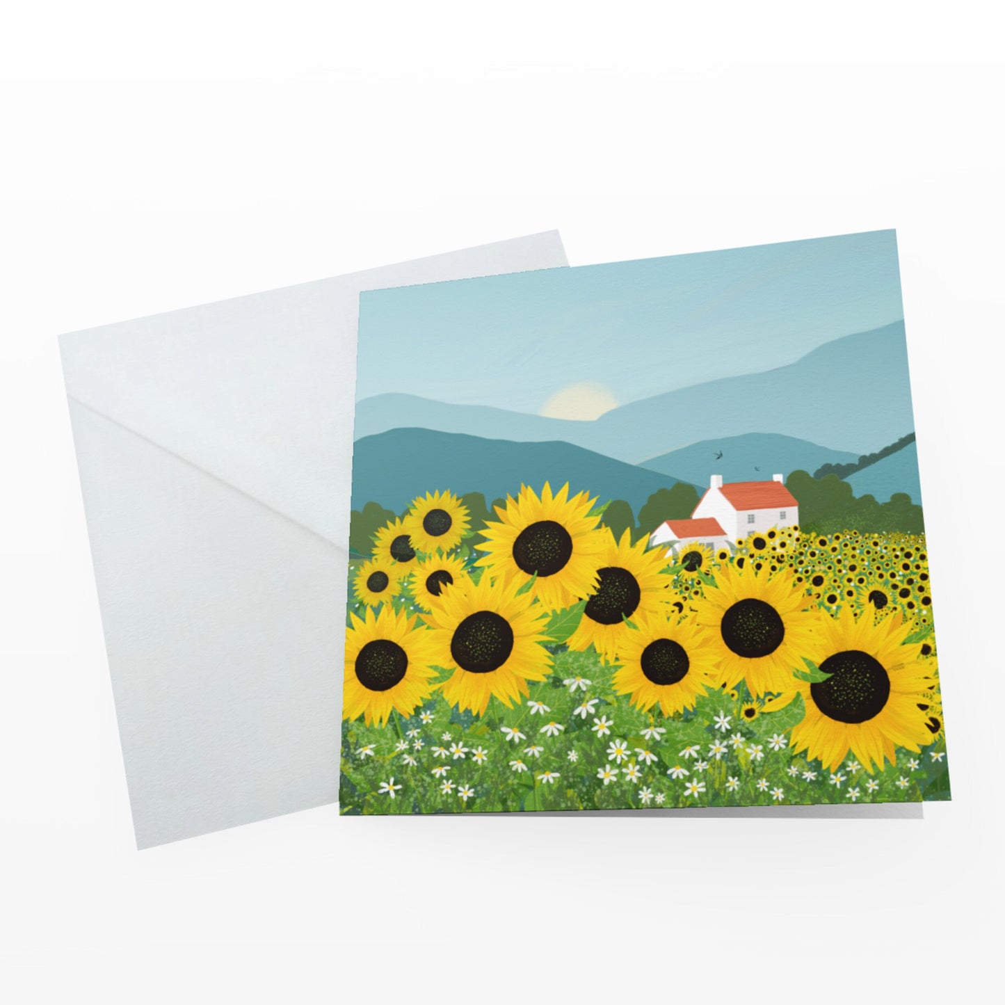 Sunflowers greetings card. Send someone some sunshine. Birthday card, thank you card, anniversay card, housewarming card. Sending love.