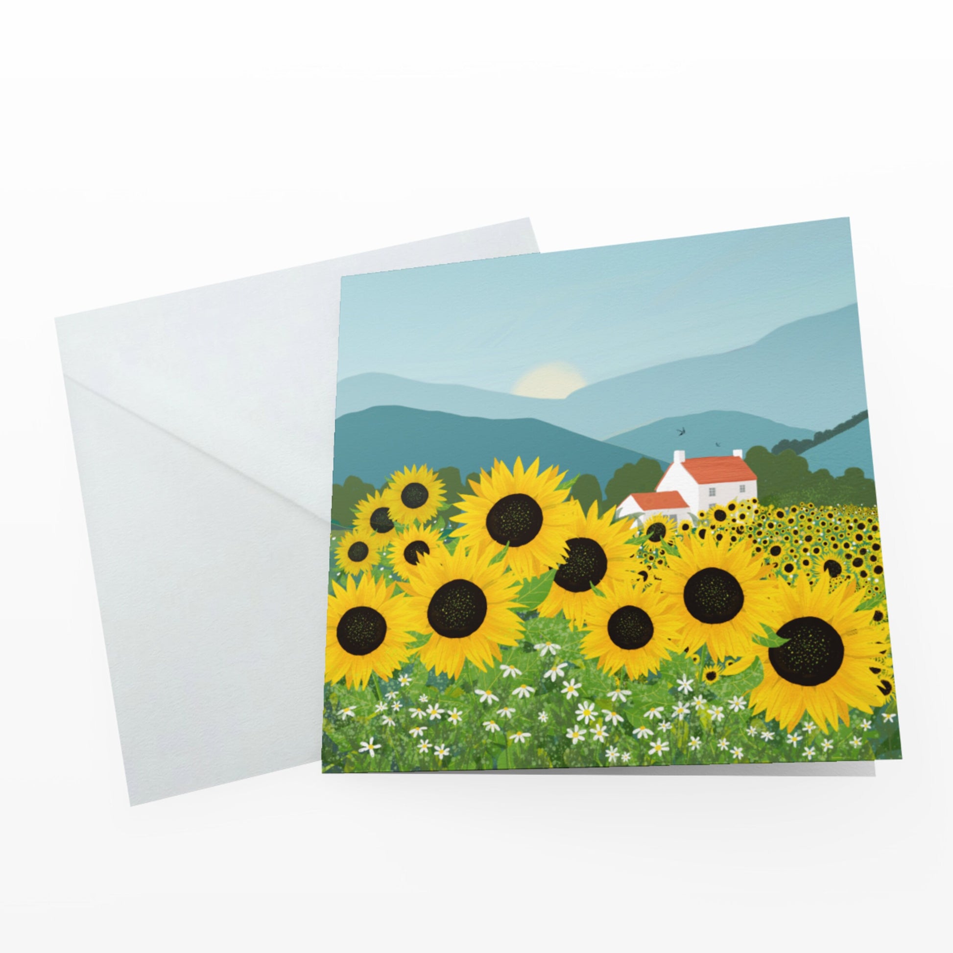 Sunflowers greetings card. Send someone some sunshine. Birthday card, thank you card, anniversay card, housewarming card. Sending love.