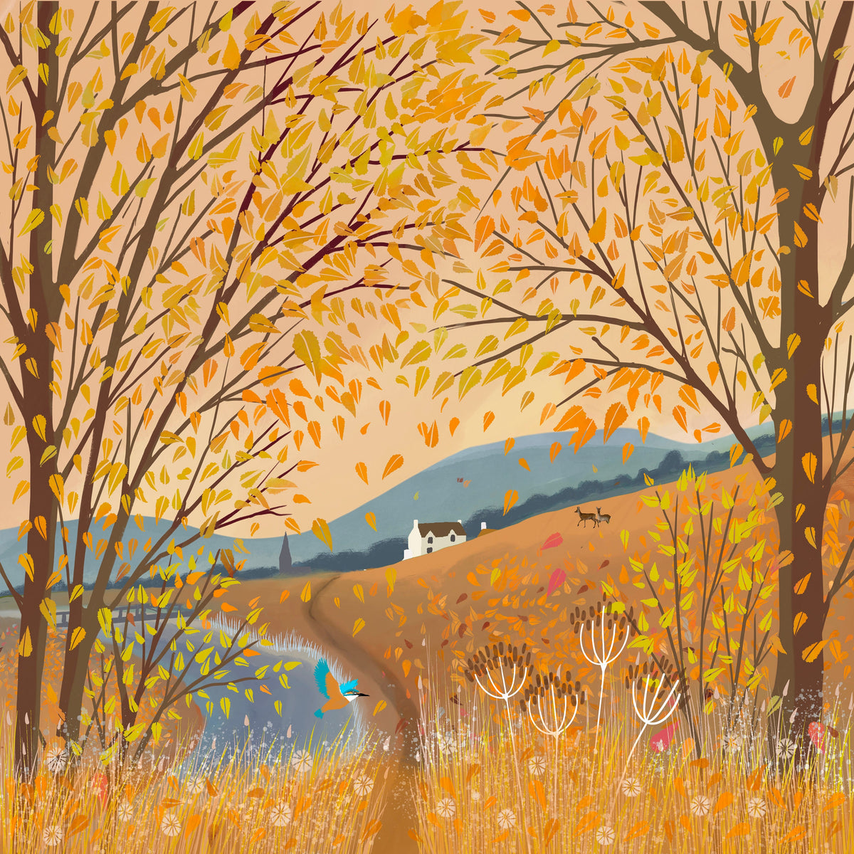 Autumn Riverbank Art Print: Signed Scottish Landscape Giclee