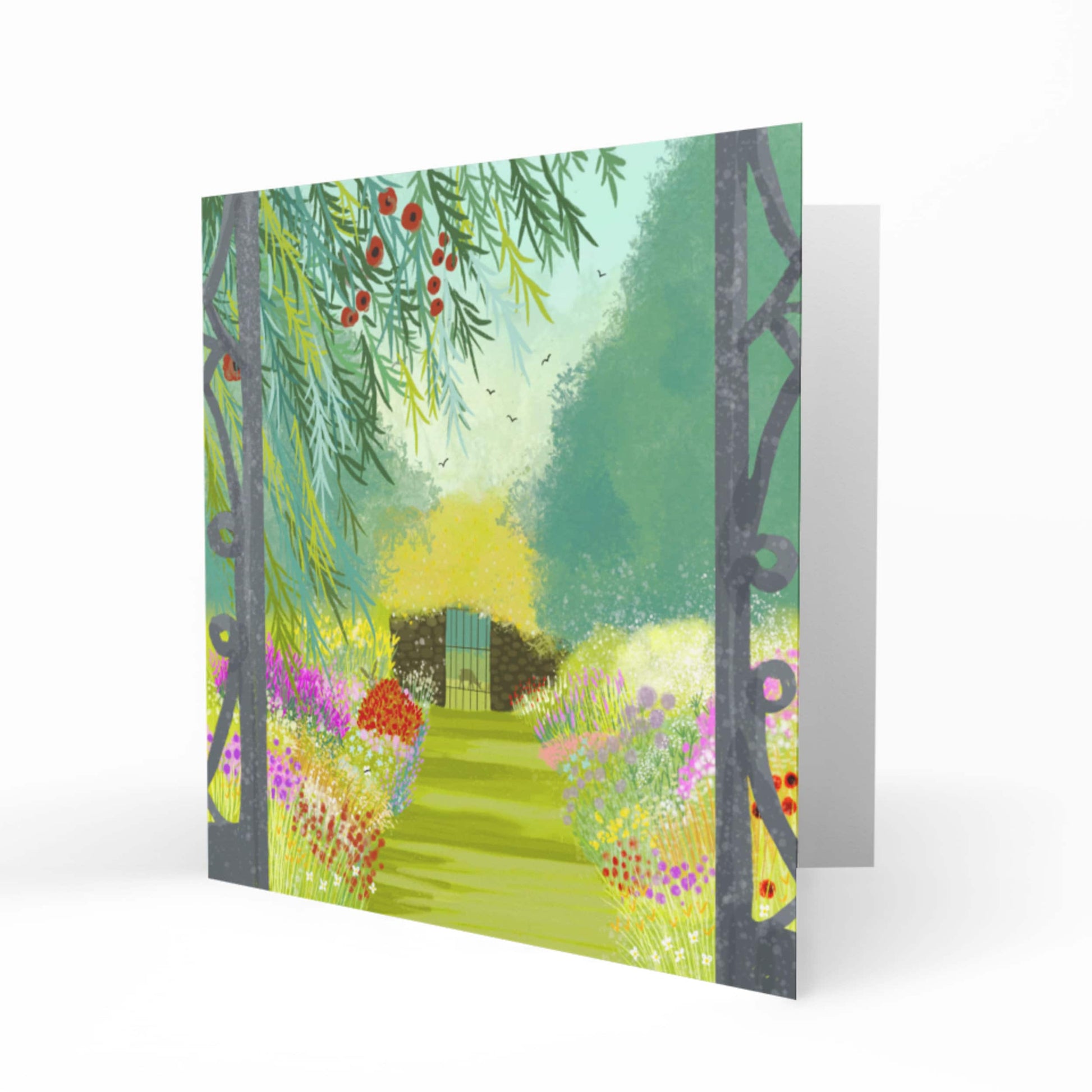 Summer Secret Garden greetings card. Birthday card, thank you card, anniversary card, housewarming card. Sending love.