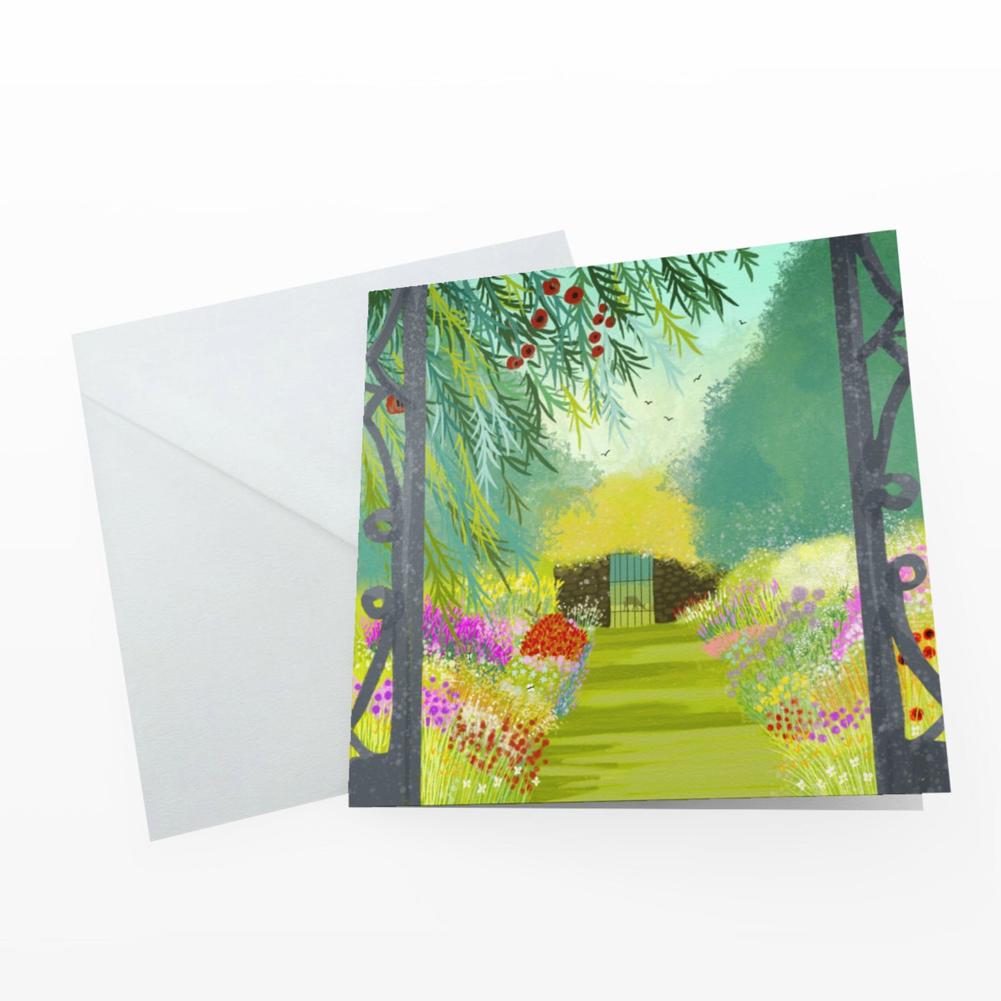 Summer Secret Garden greetings card. Birthday card, thank you card, anniversary card, housewarming card. Sending love.