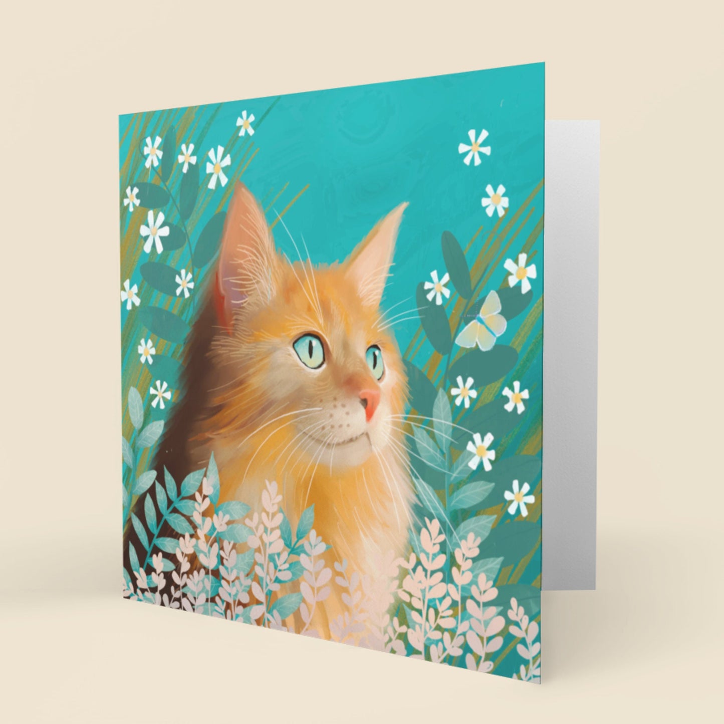 Bella the Cat, greetings card. Ginger cat. Cat lovers greeting cards handmade. Card for birthday, anniversary, housewarming or thank you