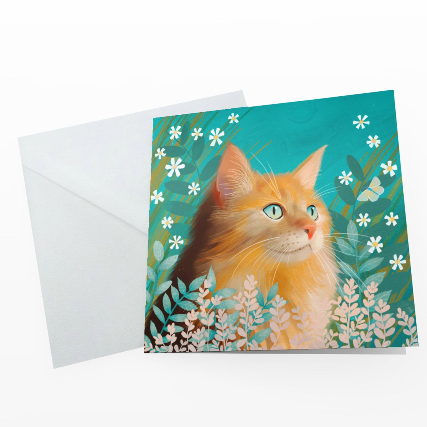 Bella the Cat, greetings card. Ginger cat. Cat lovers greeting cards handmade. Card for birthday, anniversary, housewarming or thank you