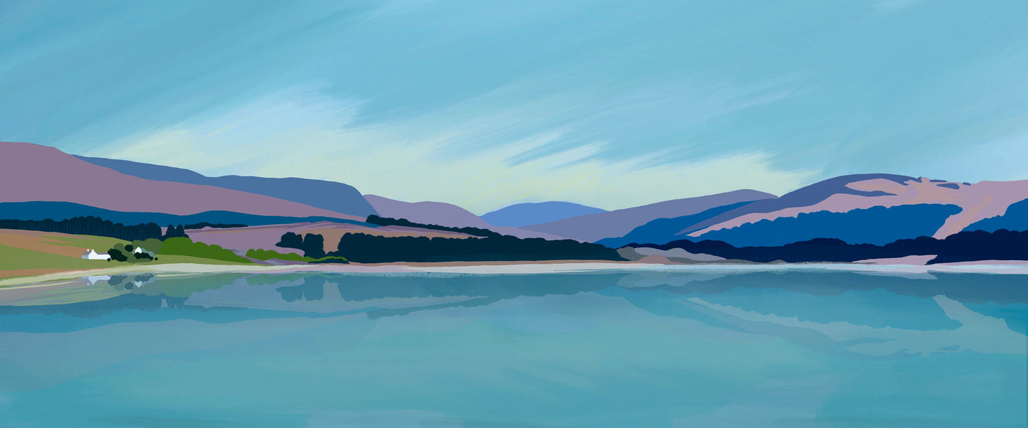 Clatteringshaws Loch - Galloway Forest Park, Giclee Art Print from an original artwork by Caroline Smith. Signed by artist