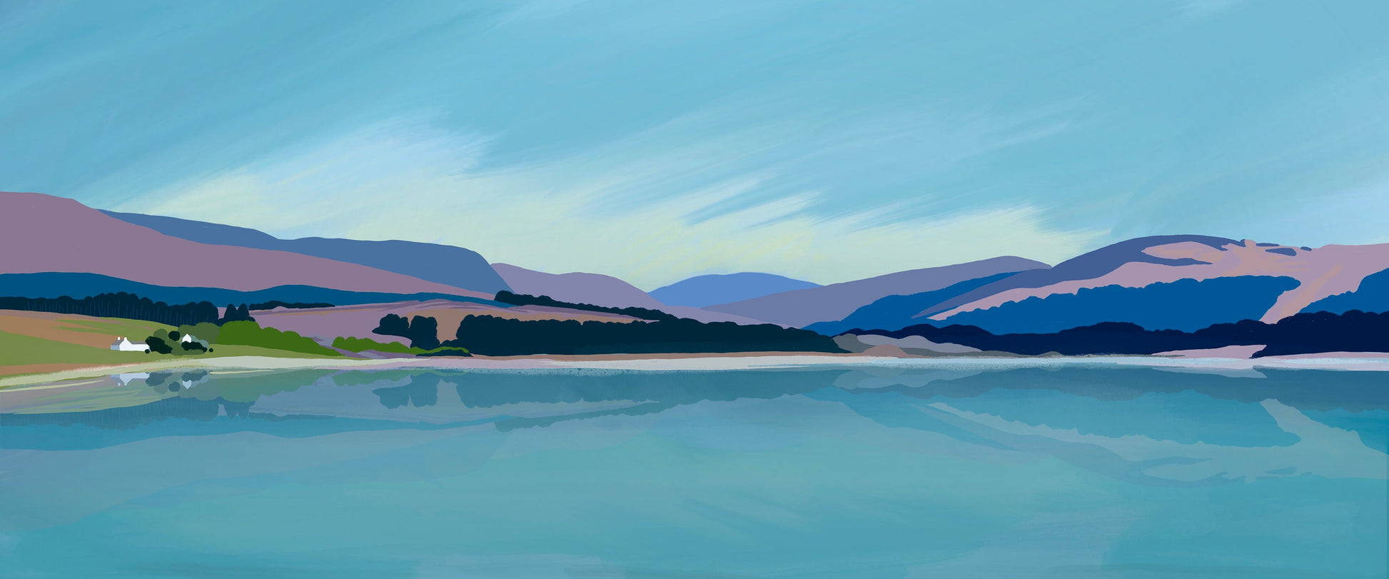 Clatteringshaws Loch - Galloway Forest Park, Giclee Art Print from an original artwork by Caroline Smith. Signed by artist