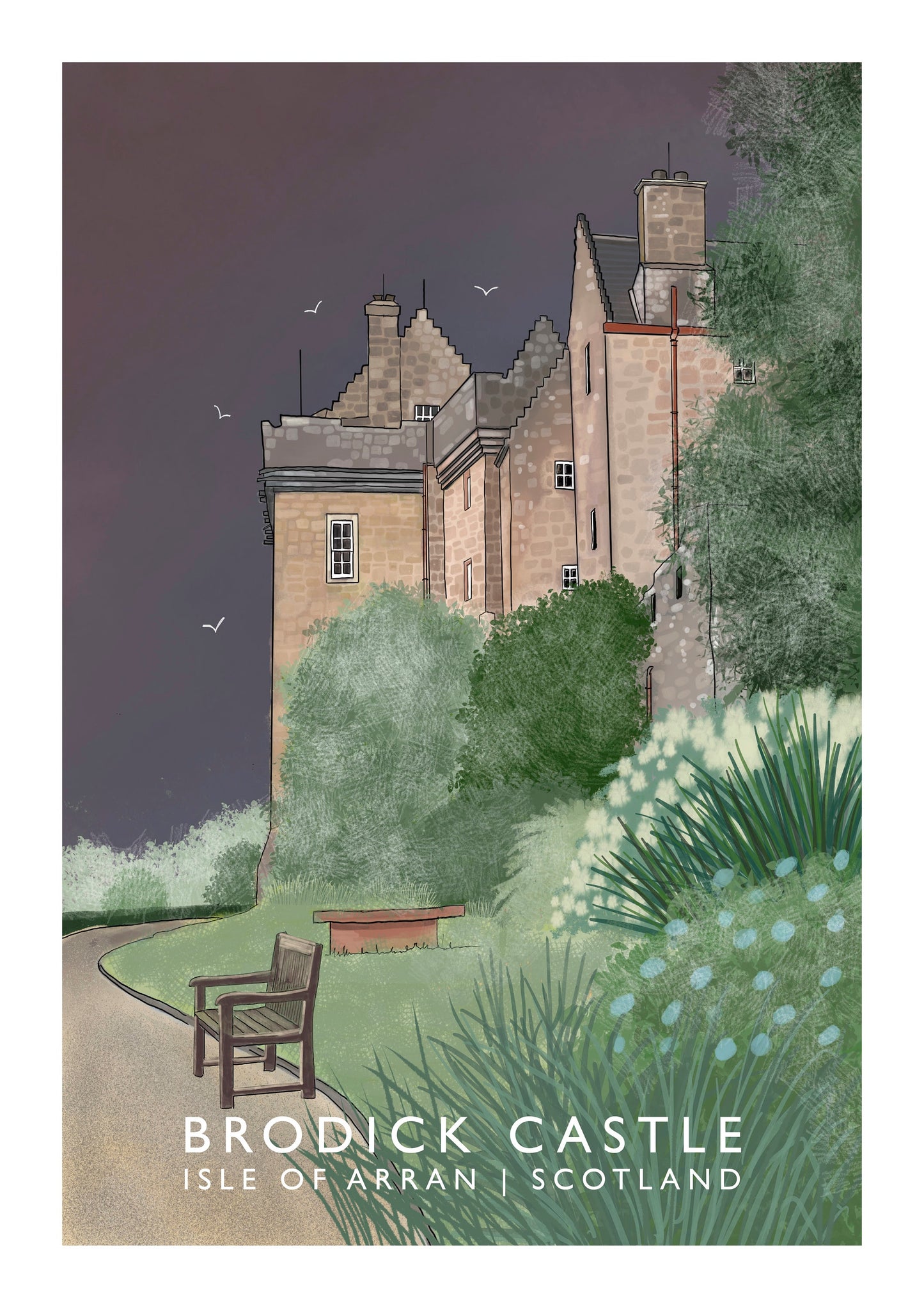 Brodick Castle, Isle of Arran, Scottish Watercolour Landscape, Wall Art, Quality Giclee Art Print signed by the Artist