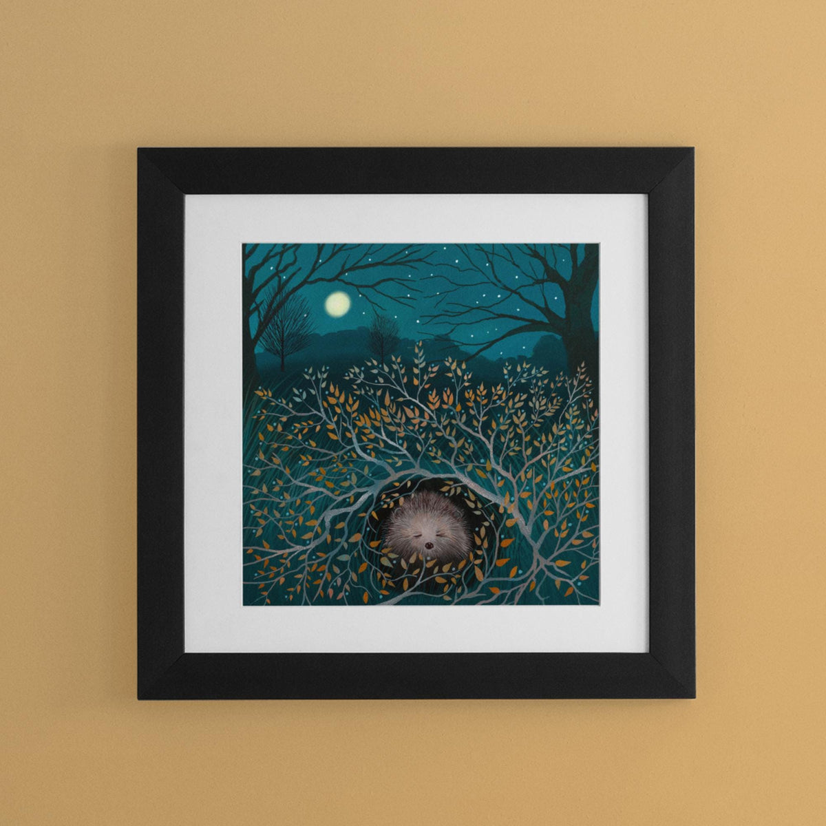 Hedgehog Print - Sleepy Hollow- Signed Giclee Print. Wall art, Home Decor, Wall Decor, Office Art. Cottagecore, Autumn Landscape