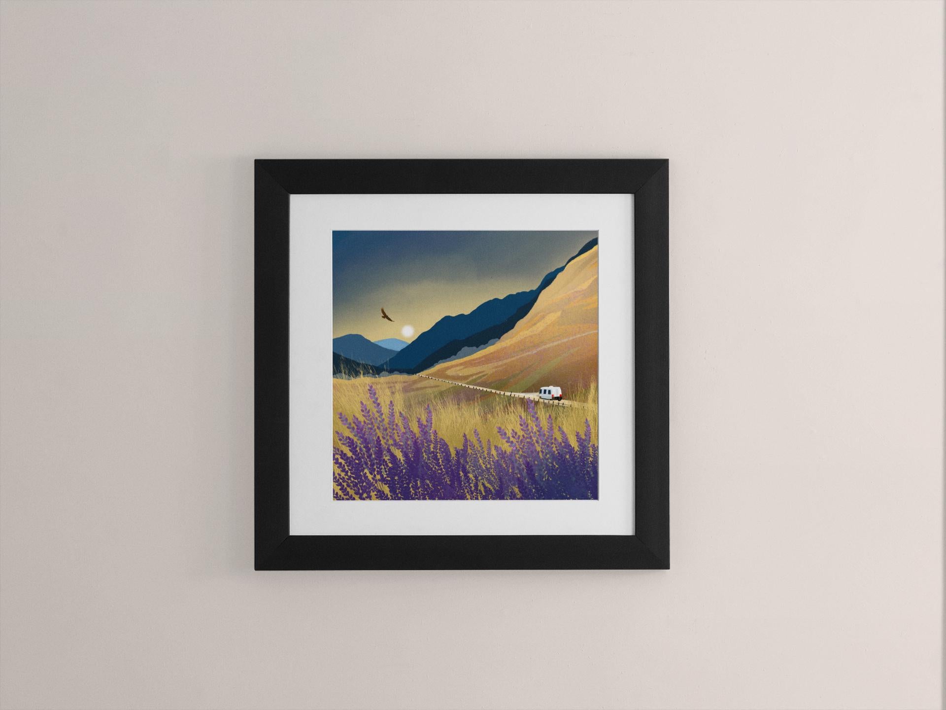 Freedom. Motorhome travels through Scotland. From original artwork by Caroline Smith. Signed Giclee art print. Scottish Art, Office Art