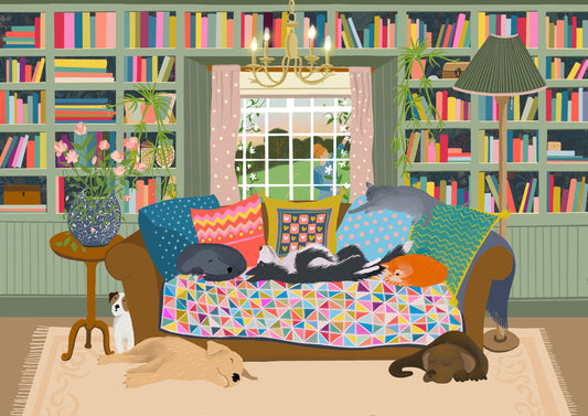 Cats and Dogs Art Print. Gonna Need a Bigger Sofa - Signed Giclee Print. Country Charm.