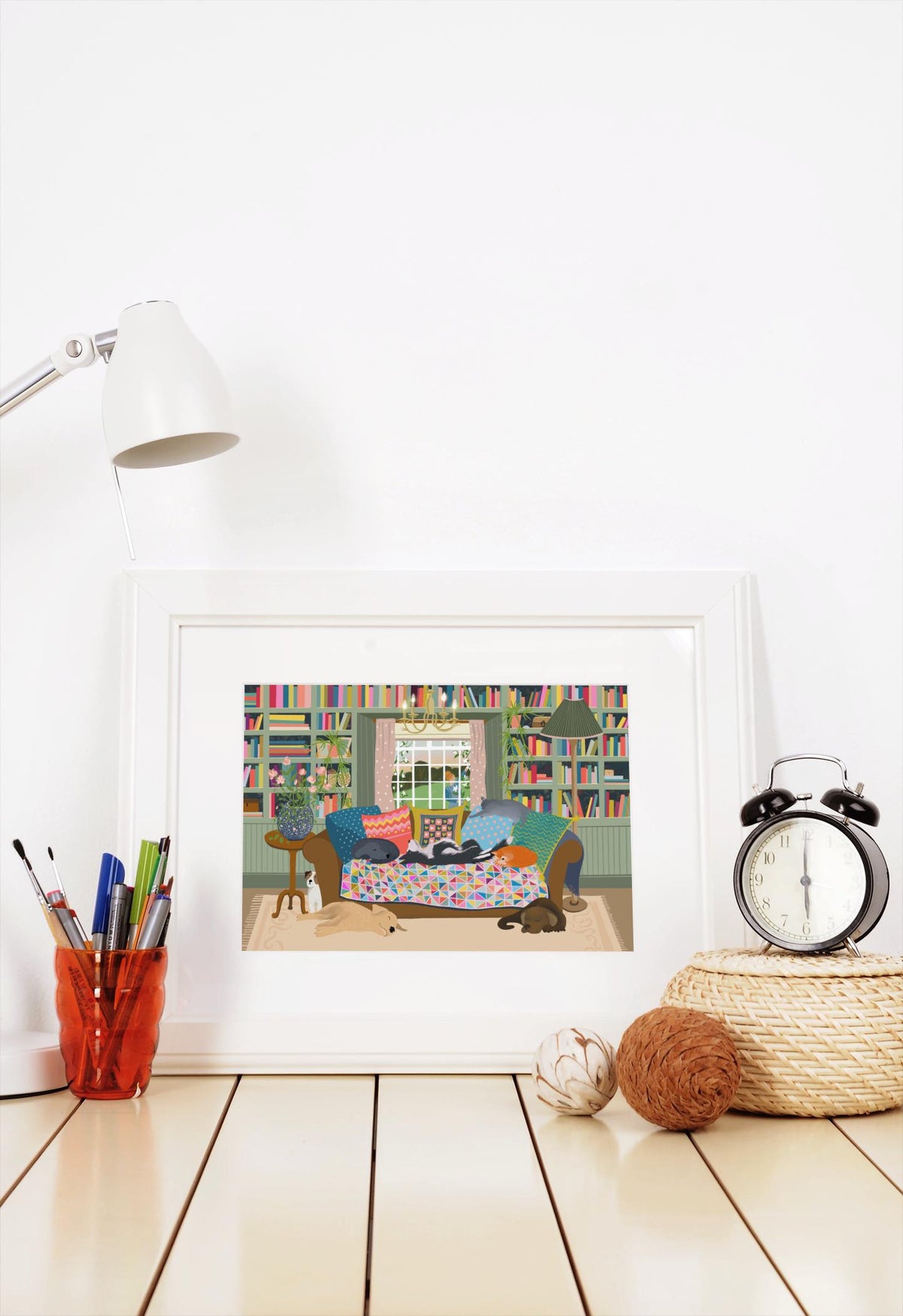 Cats and Dogs Art Print. Gonna Need a Bigger Sofa - Signed Giclee Print. Country Charm.