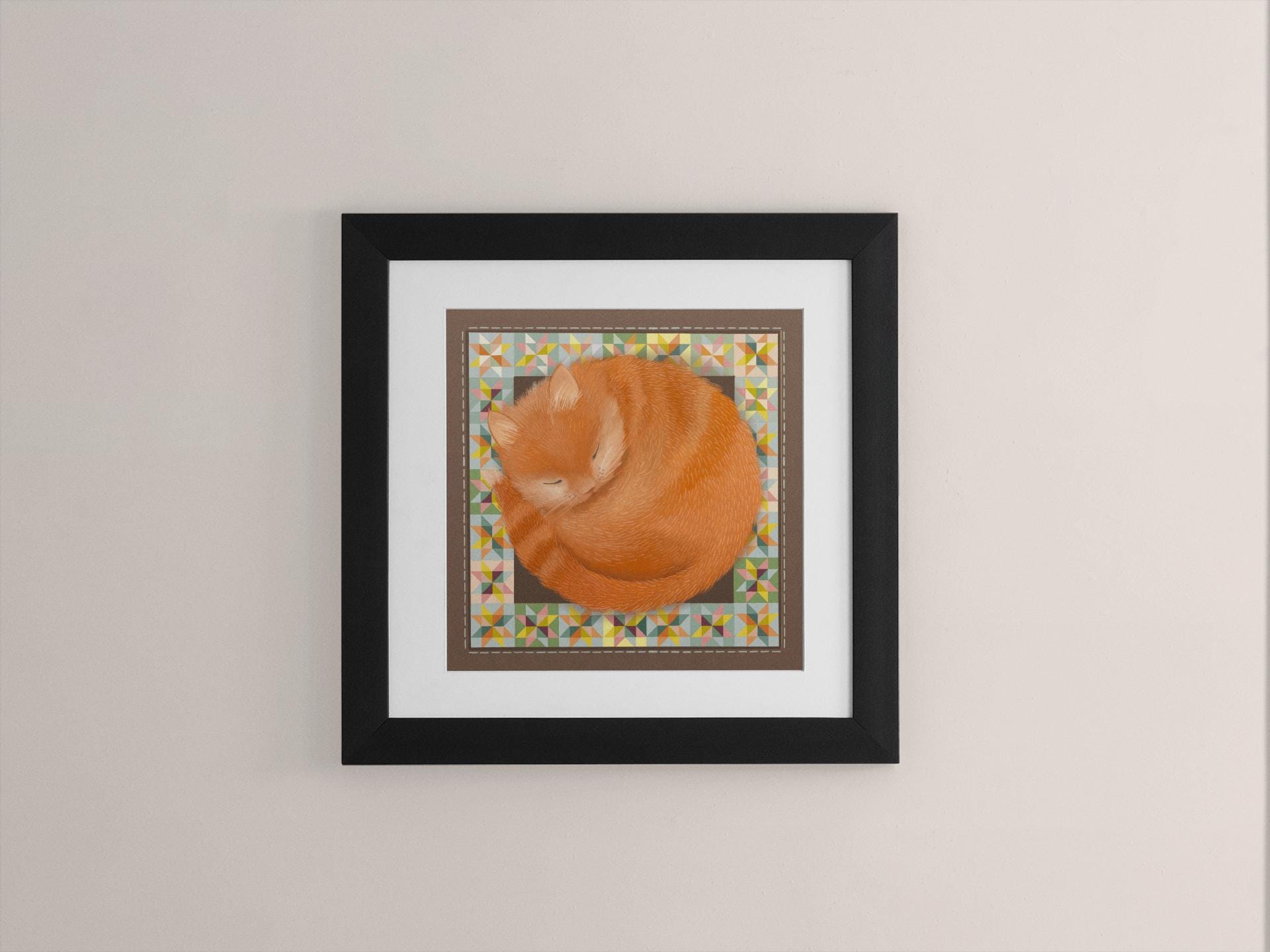 Patchwork Cat Art Print.