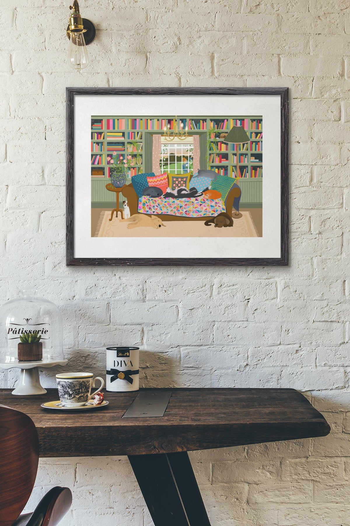 Cats and Dogs Art Print. Gonna Need a Bigger Sofa - Signed Giclee Print. Country Charm.
