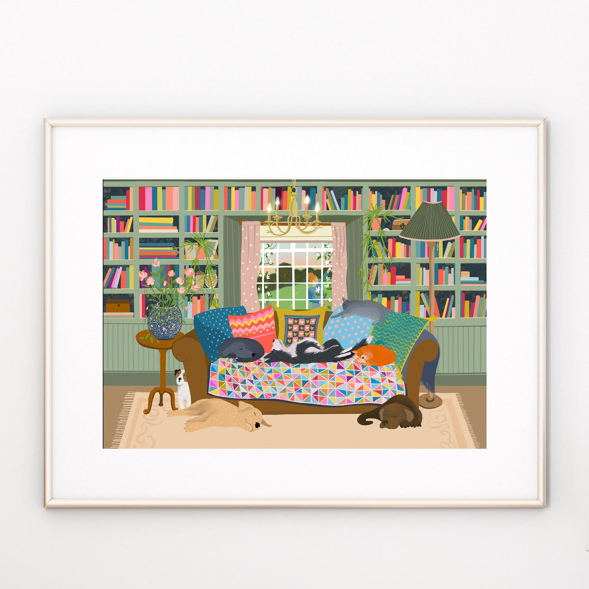 Cats and Dogs Art Print: 'Gonna Need a Bigger Sofa', Original Wall Art.