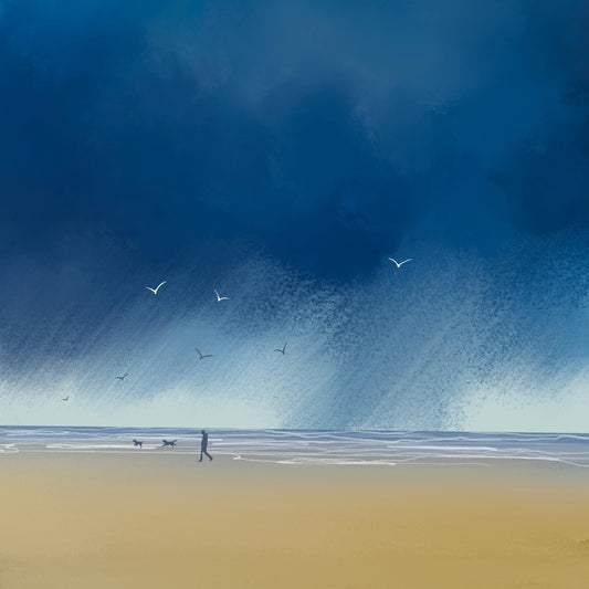 Touch Down. Big Dramatic Sky at the Beach art print. Giclee print signed by artist