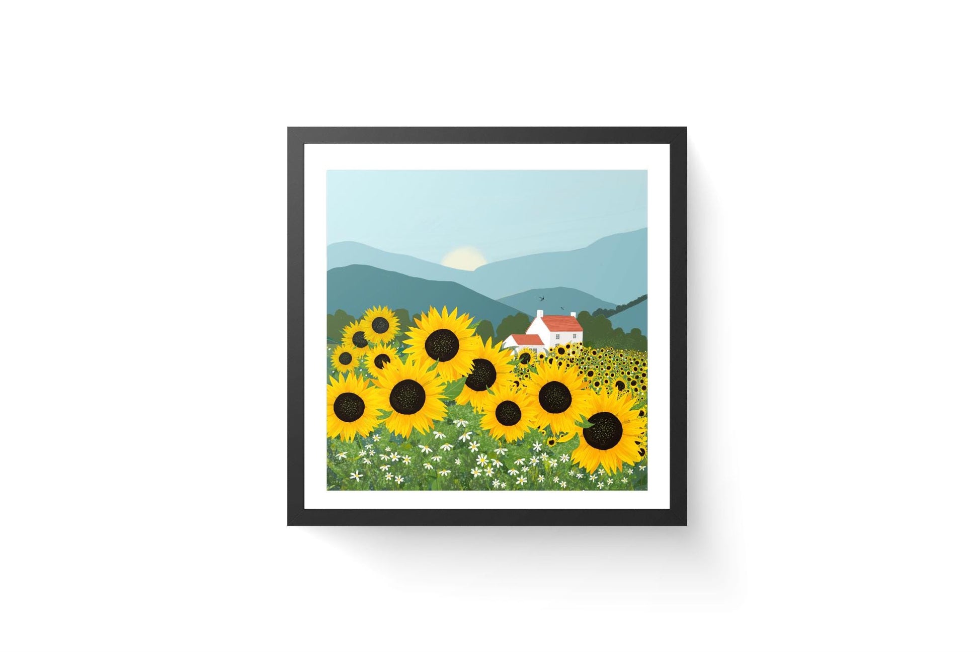 Signed Sunflower Giclee Art Print: Scottish Country Landscape