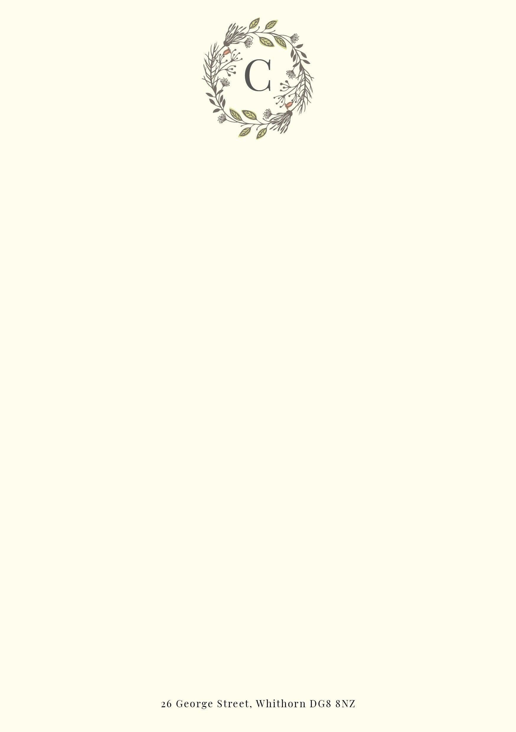 Luxury Floral Monogrammed Personalised Stationery. Letter writing paper and envelopes. Floral design. Vintage Style Notepaper and Envelopes.
