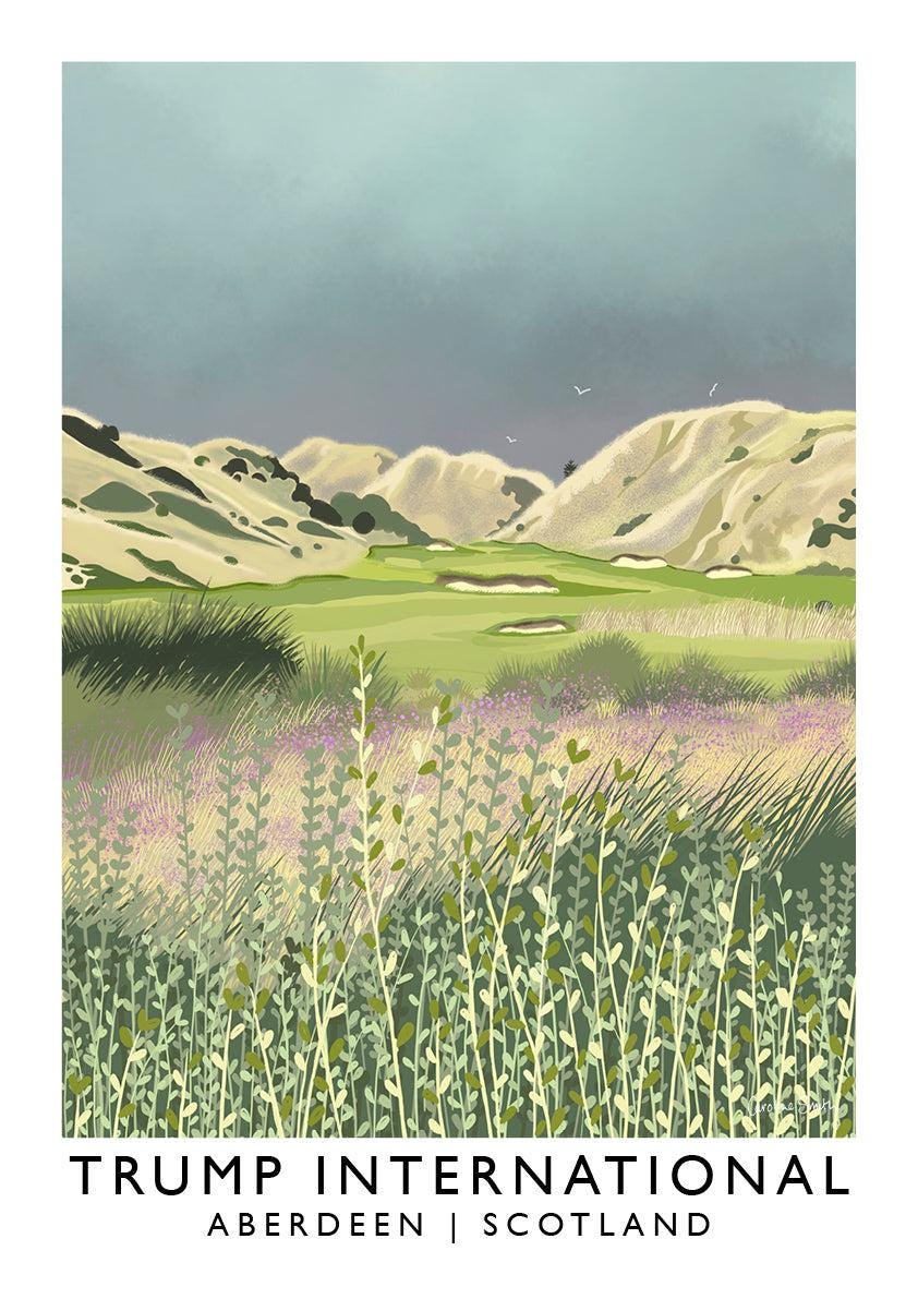 Trump International, Aberdeen, Railway Poster, Golf Art