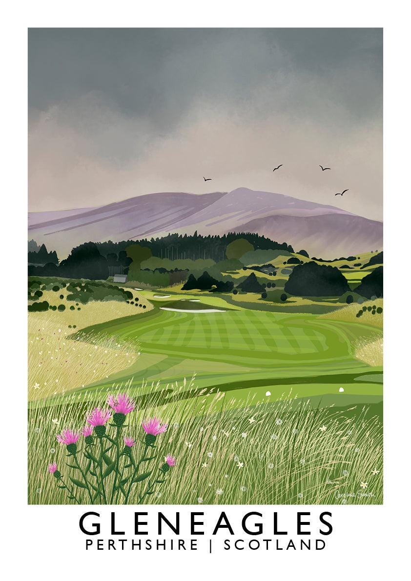 Gleneagles PGA Centenery Course, Railway Poster, Golf Art