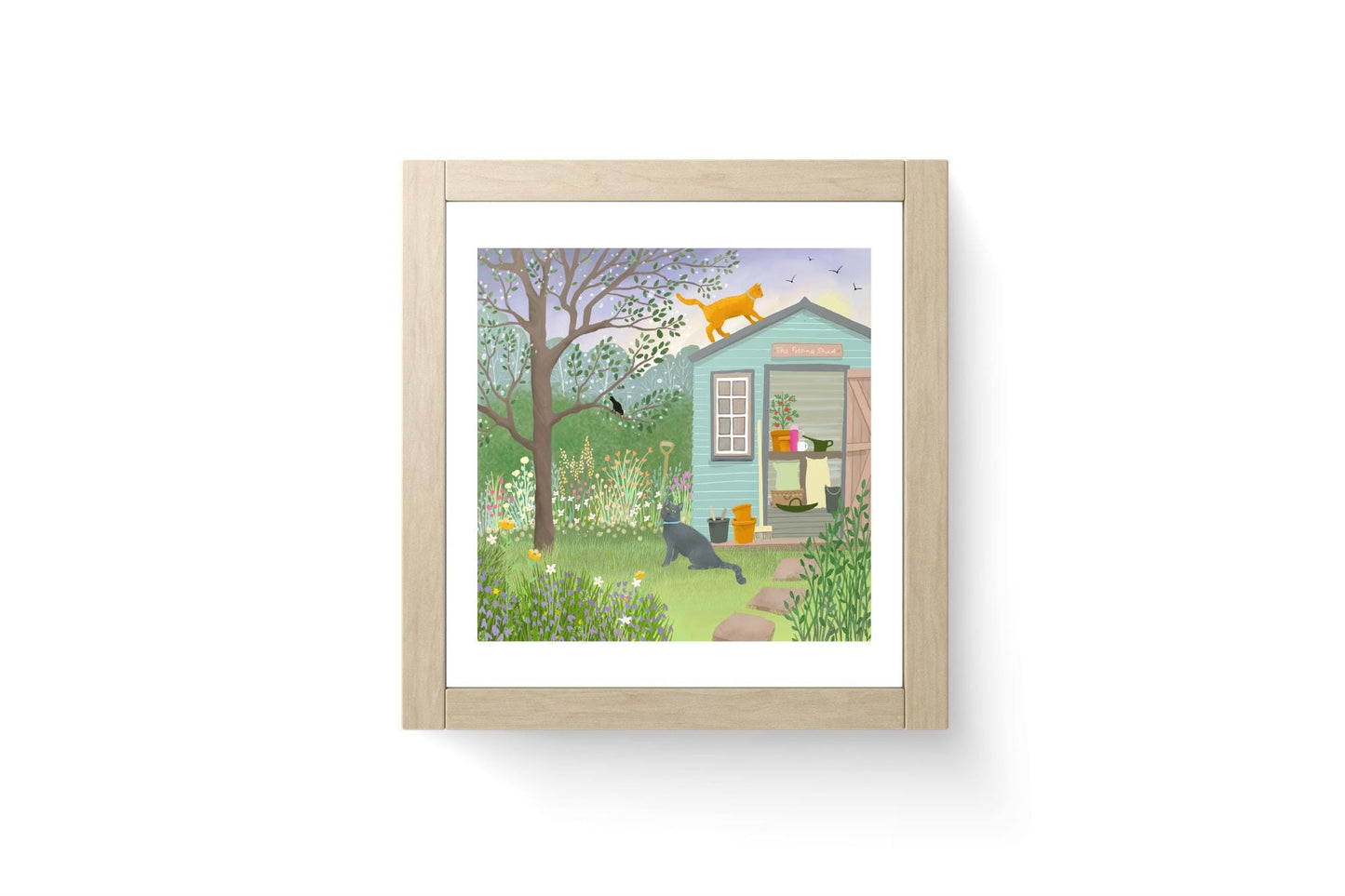 Cat Art Print: Morning Patrol in Country Garden