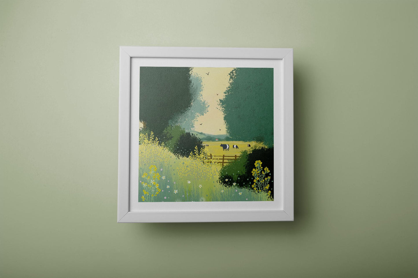 Belted Galloway Print: Signed Giclee Spring Landscape Art