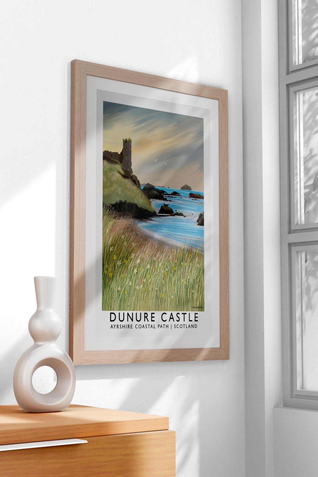 Modern wood framed Art Prints with mount. Any artwork supplied framed and ready to hang. Simple frame in 3 colours with mount.