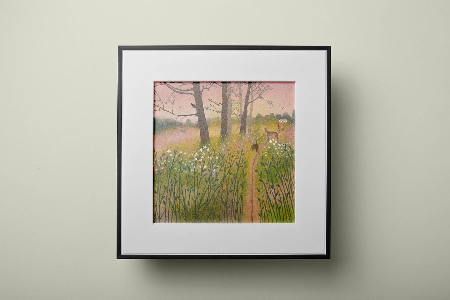 Dog Walk Art Print: Morning Glow, Countryside Landscape