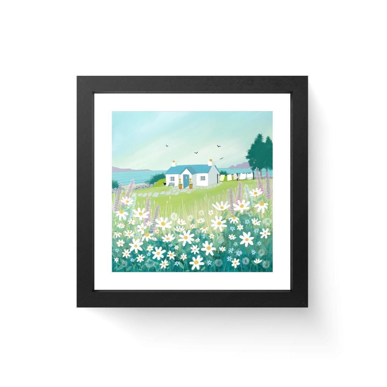 Fresh as a Daisy - Spring Art Print. Print only or framed. Scottish Cottage by the sea.