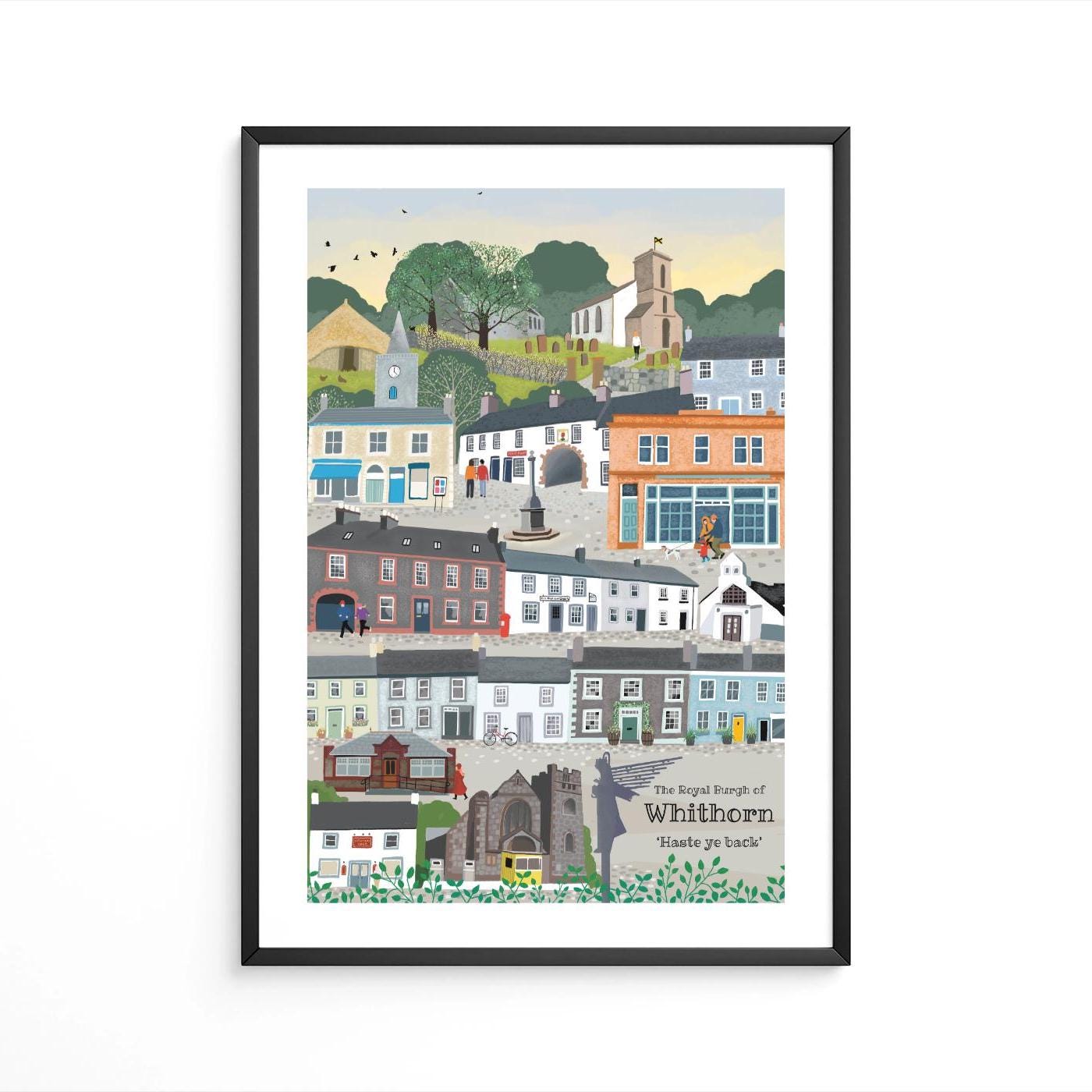 Whithorn Poster, South West Scotland, Scottish Illustrated Landscape, Wall Art, Quality Giclee Art Print signed by the Artist