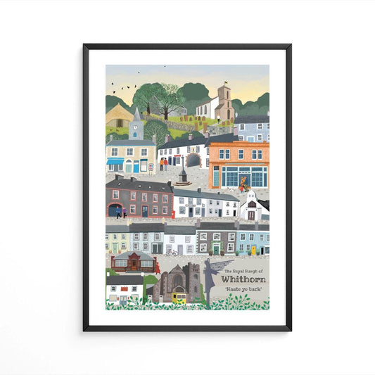 Whithorn Poster, South West Scotland, Scottish Illustrated Landscape, Wall Art, Quality Giclee Art Print signed by the Artist