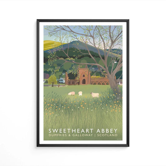 Sweetheart Abbey, Dumfries & Galloway - Travel Poster - A5, A4, A3, A2, A1 - Print only or Framed