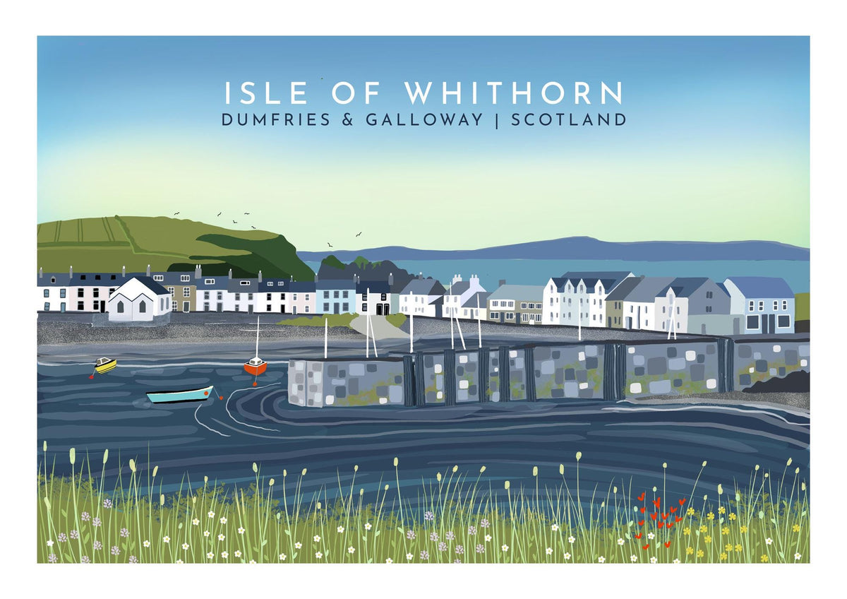 Isle of Whithorn Scotland Travel Poster, Galloway Art Print