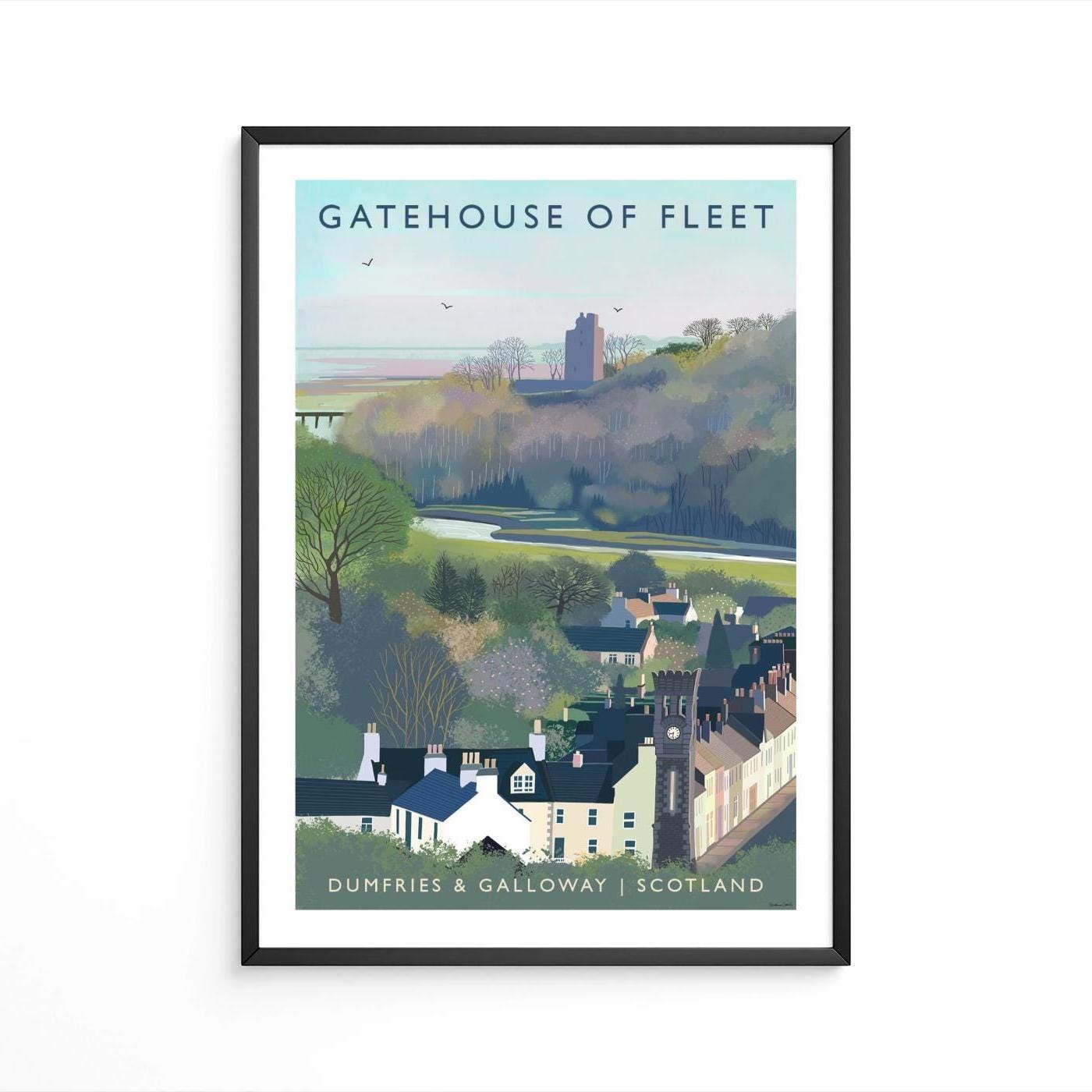 Gatehouse of Fleet, Dumfries & Galloway - Travel Poster - A5, A4, A3, A2, A1 - Print only or Framed