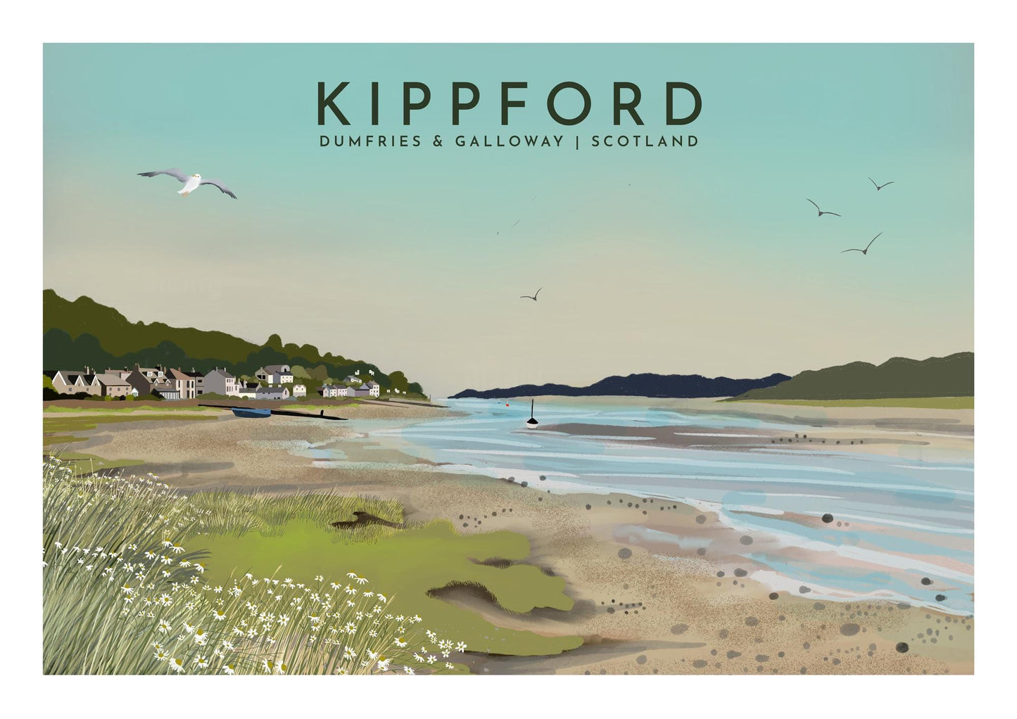Kippford, Dumfries & Galloway - Travel Poster - A5, A4, A3, A2, A1 - Print only or Framed