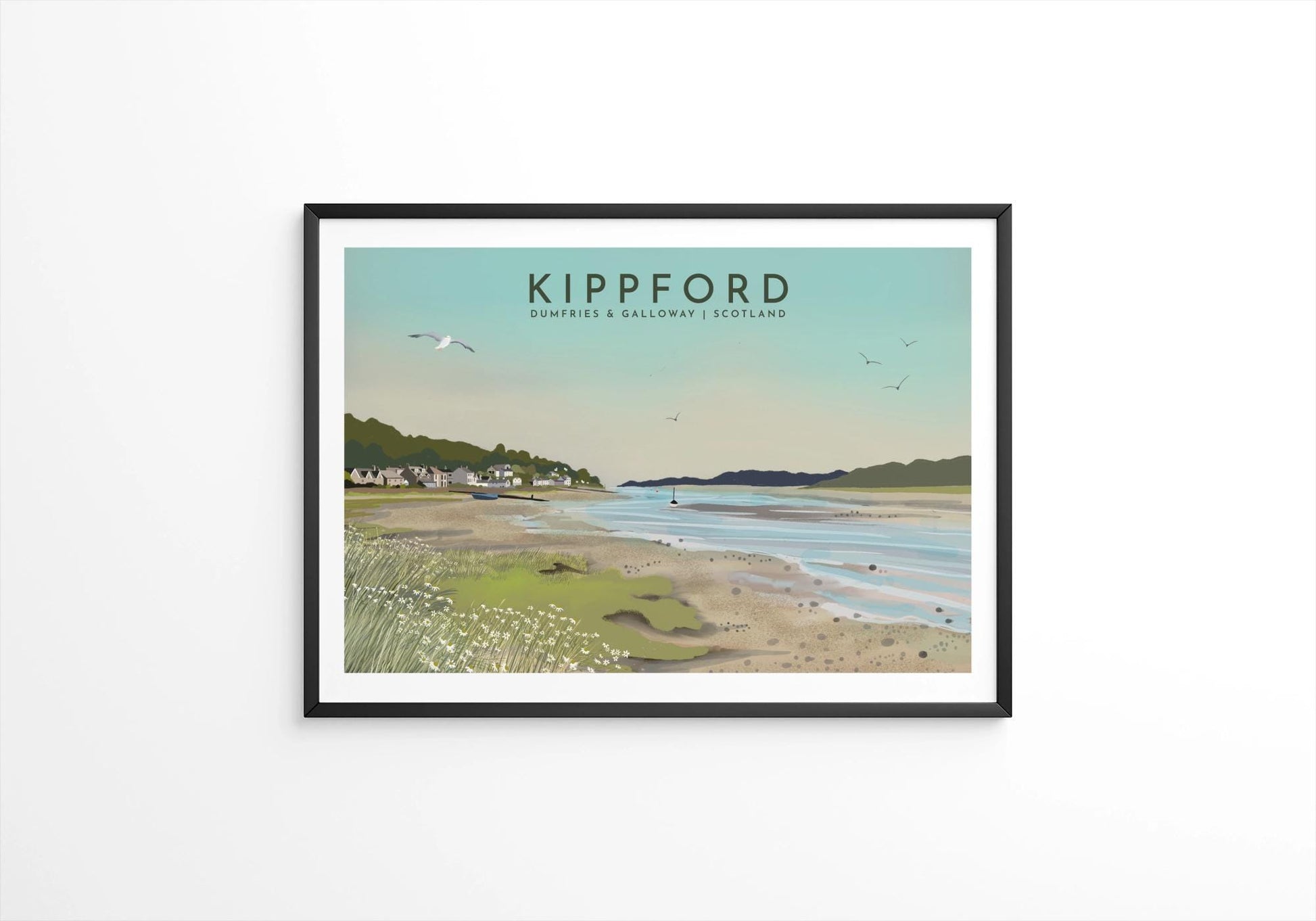 Kippford, Dumfries & Galloway - Travel Poster - A5, A4, A3, A2, A1 - Print only or Framed