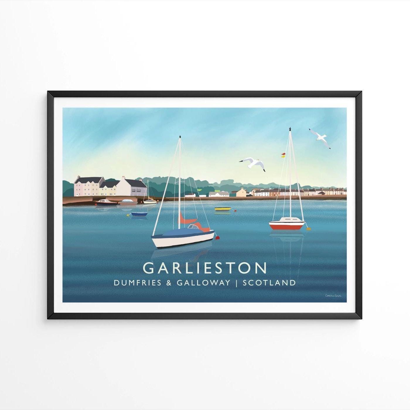 Garlieston, SW Scotland, Travel Poster - Print only or Framed - A5, A4, A3, A2, A1