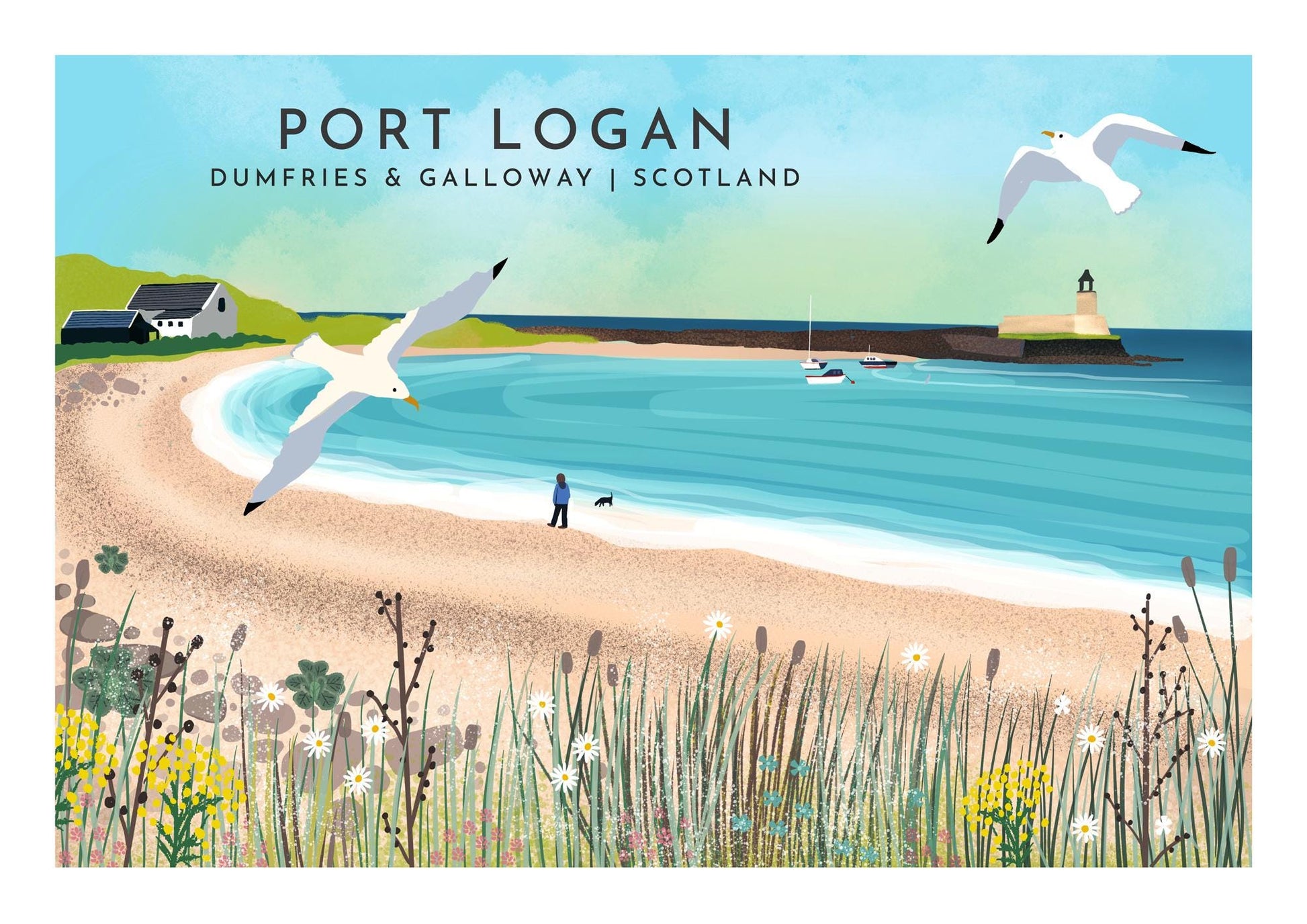 Port Logan | Rhins of Galloway | Scottish Travel Print | Scottish Landscape | Wall Art | Made in Scotland | Giclee Print signed by Artist