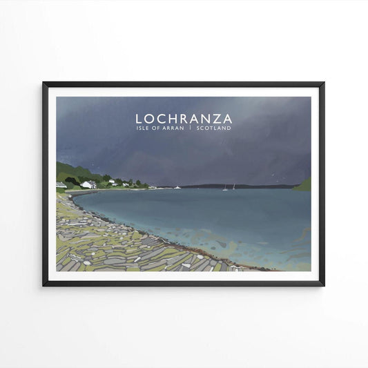 Lochranza, Isle of Arran, Scottish Travel Poster, Scottish Landscape, Wall Art, Quality Giclee Art Print signed by the Artist