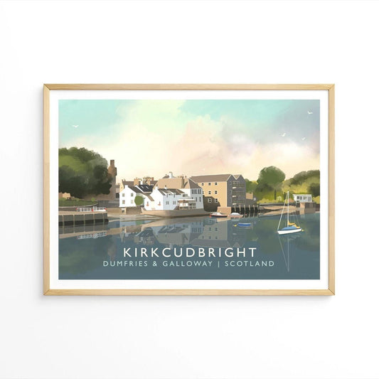 Kirkcudbright Harbour Art Print: Signed Scottish Travel Poster