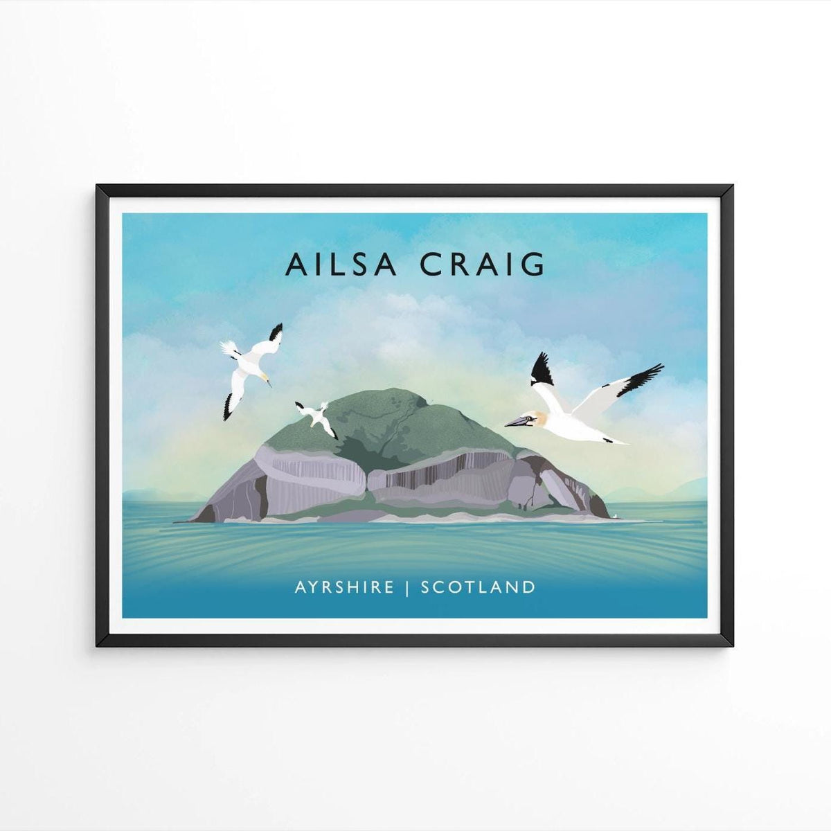 Ailsa Craig Scotland Art Print, Ayrshire Travel Poster