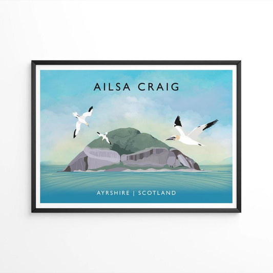 Ailsa Craig Scotland Art Print, Ayrshire Travel Poster