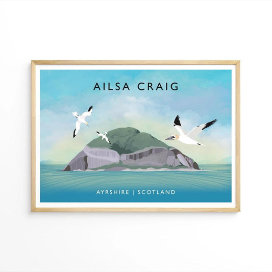Ailsa Craig Scotland Art Print, Ayrshire Travel Poster