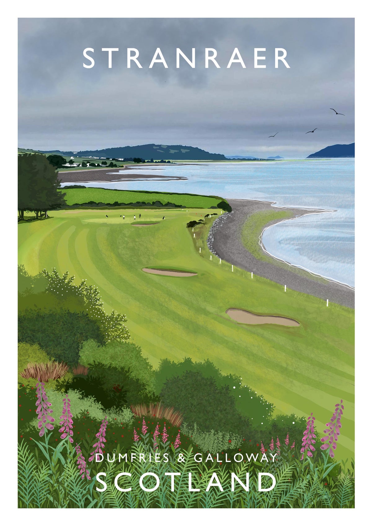 Stranraer Golf Club, South West Scotland, Railway Poster, Golf Art