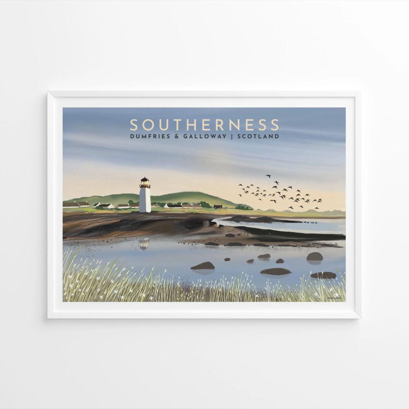 Southerness, Solway Firth - Travel Poster. Print only or Framed - A5,A4,A3,A2,A1